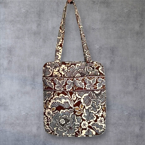 Vera Bradley Floral Patterned Tote Bag - Brown and Cream 14"x11 1/2" - Picture 2 of 7